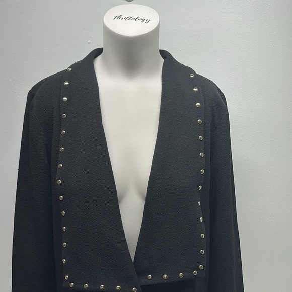 Michael Kors Blazer Jacket Long Sleeve Pockets Black Gold Studded Size Small - Picture 3 of 8